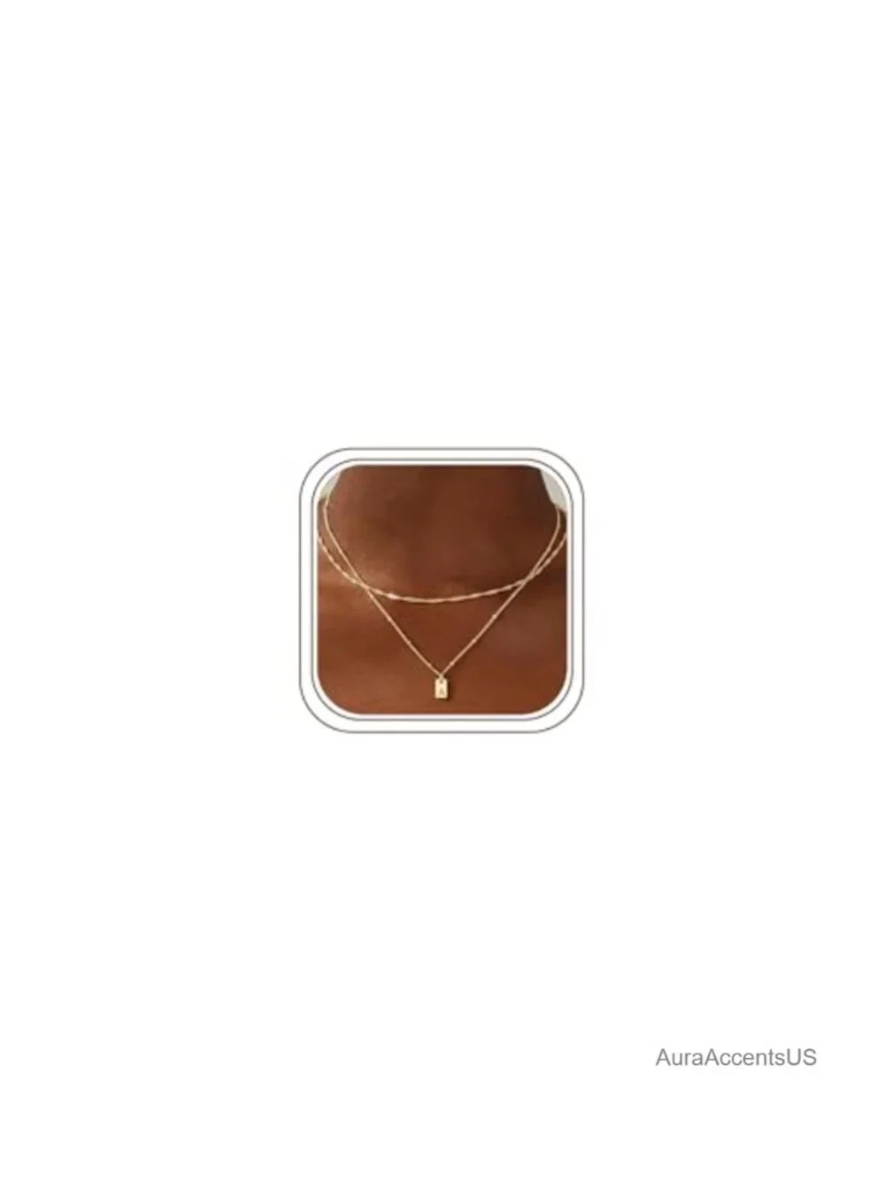 Layered Initial Necklace 14K Gold Plated Pendant Women